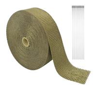 HSUYUN Cinta Anticalorica Escape, Color Titanio Banda Aislante para Colectores de Auto, 50 mm x 15 m Cinta de Protección Térmica, con Bridas Metálicas, para Sujetar Protectores Térmicos de Automóviles