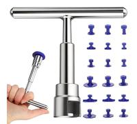 HSUYUN Kit de Reparación de Abolladuras para Vehículos, Extractor de Abolladuras de Coche con 18 Piezas, Saca Bollos de Chapa Coche, Herramienta de Reparación de Abolladuras sin Pintura con T-Hammer