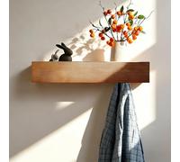 HSUYUN Perchero de Pared con Estante, Oculto Colgador Pared, 40 cm Ganchos Percheros, Colgador de Muro Ropa con 8 Ganchos, para Salón, Pasillo y Dormitorio
