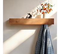 HSUYUN Perchero de Pared con Estante, Oculto Colgador Pared, 65 cm Ganchos Percheros, Colgador de Muro Ropa con 10 Ganchos, para Salón, Pasillo y Dormitorio