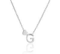 HSWYFCJY Collar para Mujer Plata Inicial G con Colgante de Corazón Inoxidable Letra Collar Cadena Ajustable Personalizado Nombre Collar Regalos para Mujeres Niñas