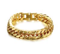 HSWYFCJY pulsera cubana hombre acero inoxidable, 12 mm Dorado joyas hombre 20 cm regalo para novio fils et père
