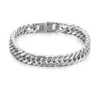HSWYFCJY pulsera cubana hombre acero inoxidable, 8 mm Plateado joyas hombre 22 cm regalo para novio fils et père