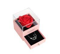 HSWYFCJY Rosa eterna conservada, caja de flores rosa con regalo, regalos de rosas para mujeres para el día de San Valentín, día de la madre, aniversario, cumpleaños para madre, hermana, esposa