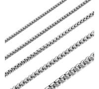 HSWYFCJY Señoras Caballeros de acero inoxidable de plata de oro ferrosos caja de cadena de enlace collar collar de ancho 2-4 MM Longitud 45-70 CM