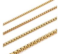 HSWYFCJY Señoras Caballeros de acero inoxidable de plata de oro ferrosos caja de cadena de enlace collar collar de ancho 2-4 MM Longitud 45-70 CM