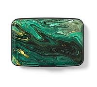 Hsxnam Portatarjetas de crédito, pequeño RFID metal tarjetas de crédito cartera lindo titular de tarjetas de visita bolsillo para mujeres y hombres, Mármol de oro verde., Green Gold Marble