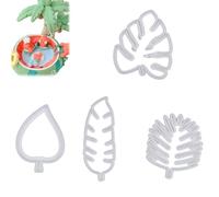 Hsyadazi Tropical Leaf Cookie Cutter Set - Cortador De Galletas De Hojas De Palmera Hawaiana De Plástico De 4 Piezas - Para Fondant, Glaseado Y Galletas - Accesorios De Repostería Con 4 Tamaños