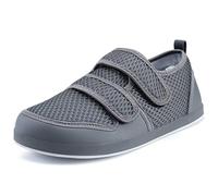 Hsyooes Zapatos Diabéticos Mujer Zapatos Ortopédica Hombre Zapatillas de estar por casa Ensanchar Respirable Ajustable Artritis Edema Zapatos hinchados Gris-A 46EU