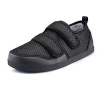 Hsyooes Zapatos Diabéticos Mujer Zapatos Ortopédica Hombre Zapatillas de estar por casa Ensanchar Respirable Ajustable Artritis Edema Zapatos hinchados Negro-A 46EU