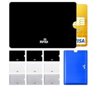HSYTEK 10 fundas para tarjetas de crédito, multicolor RFID Blocker Tarjetas, para proteger tarjetas bancarias contra robo de datos y lectura no autorizada, 4 colores, Negro, blanco, plateado, azul,