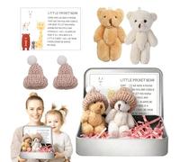HSYWSH 2 Piezas Mini Osito de Peluche, Oso Abrazo de Bolsillo con Tarjeta Ánimo, Osito En Caja, Pequeño Abrazo De Bolsillo Decoración, Regalo Positivo para Familiares, Amigos, Amantes, Mujeres (A)