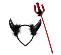 HSYWSH Disfraz de diablo para mujer, Diadema de Halloween, Cuernos Diablo Diadema, Tridente, Disfraces de Miedo de Mujer para Fiestas, Halloween y Carnaval Fiesta Cosplay (A)