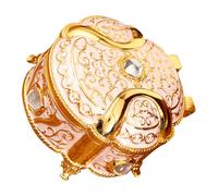 Hsyzygian Caja de almacenamiento de diamantes de imitación de cristal, forma redonda, aleación de zinc, organizador de baratijas con acabado esmaltado, exquisita decoración para almacenamiento de