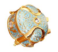 Hsyzygian Caja de almacenamiento de diamantes de imitación de cristal, forma redonda, aleación de zinc, organizador de baratijas con acabado esmaltado, exquisita decoración para almacenamiento de