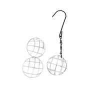 Hsyzygian Comederos colgantes de hierro forjado para pájaros, soporte para bolas de acero inoxidable, para jardín, patios y patios traseros, bolas de sebo para pájaros