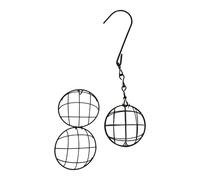 Hsyzygian Comederos colgantes de hierro forjado para pájaros, soporte para bolas de acero inoxidable, para jardín, patios y patios traseros, bolas de sebo para pájaros