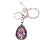Hsyzygian Llavero con forma de lágrima de piedra natural y cristales con diseños de corte de diamantes y marco de fotos para estilos sofisticados. Llavero de cristales, Conchas coloridas, Talla única