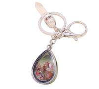 Hsyzygian Llavero con marco de corazón de piedra natural y cristales para llaves, mochilas y llavero de cristales de regalo sentimental, Ágata roja, Talla única