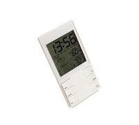 HTC-2S - Termómetro e higrómetro digital LED de pantalla grande para uso en interiores con pantalla retroiluminada, calendario de fecha y hora y alarma de repetición