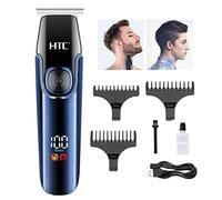 HTC Máquina Cortar Pelo, Recortadora de Barba con 2 configuraciones de velocidad, Cortapelos Hombre Inalámbrico Recargable con pantalla LED, AT588(azul)