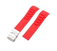 HTCBRAAA CAREG Doble prensa plegable hebilla caucho correa 20 mm22mm reloj accesorios silicona correa al aire libre deportes impermeable goma reloj banda Durable(Rosso,22mm)