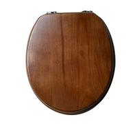 HTDRE Asiento de Inodoro de Madera Maciza de Roble con Mecanismo de Cierre Suave y Acabado Antibacteriano. Cómodo diseño Antideslizante con bisagra Ajustable para Mayor higiene.