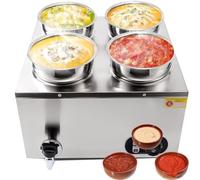 HTDRE Calentador de Alimentos eléctrico Comercial con Control de Temperatura y Grifo de Drenaje para Servicio de Buffet