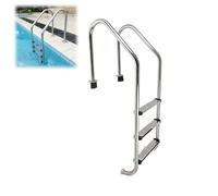 HTDRE Escalera Antideslizante de Acero Inoxidable de 4 peldaños para Piscinas enterradas, de Alta Resistencia y fácil Montaje, Apta para Piscinas Interiores y Exteriores.