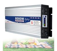 HTDRE Inversor de Corriente de 12 V a 220 V 240 V, 6000 W 8000 W, inversor de Onda sinusoidal Pura para automóvil con Dos enchufes, convertidor automático de CC a CA, 8000 W 12 V a 220 V