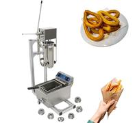 HTDRE Máquina para Hacer Churros con freidora, máquina Comercial para Hacer Donuts españoles de 7 l, freidora eléctrica de 10 l/20 l, 6 boquillas, Relleno de postres de Acero Inoxidable