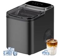 HTDRE Mini macchina per il Ghiaccio portatile - Cubetti di Ghiaccio veloci in 6-10 minuti, Design da Banco per casa e ufficio, autopulente, macchina per il Ghiaccio compatta ed efficiente