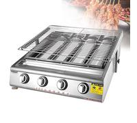 HTDRE Plancha de Gas de 8 quemadores, Barbacoa de Mesa de propano de Alta Resistencia con Tapa de Acero Inoxidable 304, Altura Ajustable para cocinas al Aire Libre y Eventos de Camping.