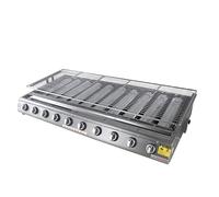 HTDRE Plancha de Gas de 8 quemadores, Barbacoa de Mesa de propano de Alta Resistencia con Tapa de Acero Inoxidable 304, Altura Ajustable para cocinas al Aire Libre y Eventos de Camping.