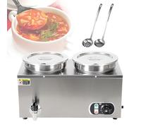 HTDRE Scaldavivande Elettrico commerciale, bagnomaria a vapore in Acciaio inossidabile per ristoranti, Feste, Buffet, Mantiene la zuppa Alla Temperatura perfetta