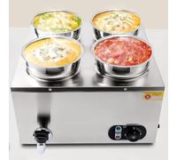 HTDRE Scaldavivande Elettrico commerciale in Acciaio INOX, scaldavivande a Buffet, tavolo a vapore, Temperatura regolabile 50-85 °C, per Catering e ristoranti, Mense alberghiere, 7 l