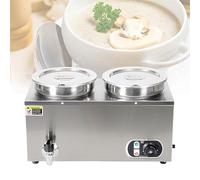 HTDRE Scaldazuppe Elettrico commerciale con rubinetto, bagnomaria in Acciaio INOX, Temperatura regolabile per marmellata, cibo, zuppa, formaggio, Caramello