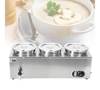 HTDRE Scaldazuppe Elettrico commerciale con rubinetto, bagnomaria in Acciaio INOX, Temperatura regolabile per marmellata, cibo, zuppa, 7 l x 3