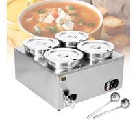 HTDRE Scaldazuppe Elettrico commerciale con Temperatura regolabile, bagnomaria in Acciaio INOX per zuppa, Cioccolato, formaggio, 7 l x 4