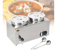 HTDRE Scaldazuppe Elettrico commerciale con Temperatura regolabile, bagnomaria in Acciaio INOX per zuppa, Cioccolato, formaggio, 7 l x 2