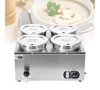 HTDRE Scaldazuppe Elettrico con rubinetto, bagnomaria in Acciaio INOX, Temperatura regolabile per marmellata, cibo, zuppa, formaggio, Caramello, Uso commerciale