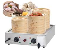 HTDRE Vaporera | Calentador eléctrico de panecillos con Alarma de ebullición en seco | Máquina Comercial para panecillos al Vapor