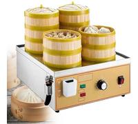 HTDRE Vaporera de Acero Inoxidable, vaporera eléctrica Comercial, Calentador de panecillos eléctrico (4 Orificios, 220 V)
