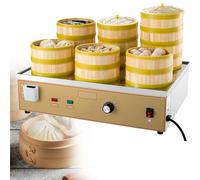 HTDRE Vaporera de Acero Inoxidable, vaporera eléctrica Comercial, Calentador de panecillos eléctrico (6 Orificios, 220 V)