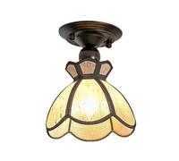 HTERWQEA Black E14 Semi Flush Mount Ceiling Light Vintage Fabric Shade 7.9in Retro Close to Ceiling Lamp for Bedroom Hallway Ceiling Lighting Fixture