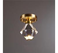 HTERWQEA Crystal Mini Chandelier LED Ceiling Light 6W 3 Color Mode Semi Flush Mount Small Lighting Fixture for Living Dining Room Kitchen Hallway