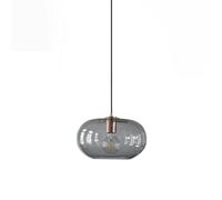 HTERWQEA Glass Pendant Light 11.8 Inch, Mini Hanging Lamp Modern E26 Socket Fixture, Small Pendant Lighting for Kitchen Island Dining Room Bedroom Entryway(Smoke Grey)