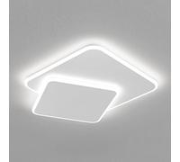 HTERWQEA LED White Ceiling Light Modern Square Semi Flush Mount Ceiling Lamp Geometric Chandelier Lighting Fixture Close to Ceiling Lamp for Kitchen Bedroom Living Room