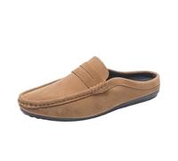 HTERWQEA Mocasines for Hombre, Punta Redonda, Empeine Gamuza, Antideslizantes, Flexibles, cómodos, a la, sin Cordones(Brown,42 EU)