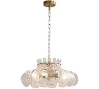 HTERWQEA Modern Pendant Light 15.7 Inch Large Flower Shaped Clear Glass Shade Hanging Lamp Vintage European Style E14 Socket Ceiling Light Fixture for Kitchen Island Dining Room Bedroom Bar Counter
